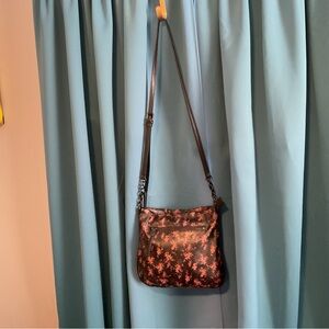 Vera Wang Black and Red Floral Crossbody Bag